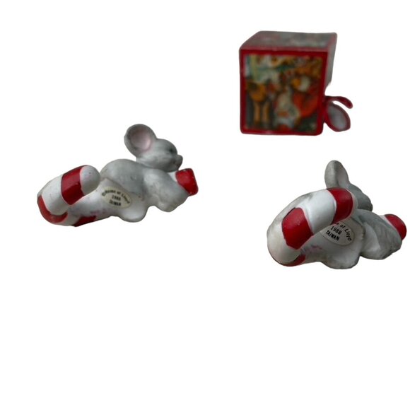 Vintage Christmas Ornaments House of LLoyd Mouse on Candycane in Box Set of 2 u - Picture 6 of 6